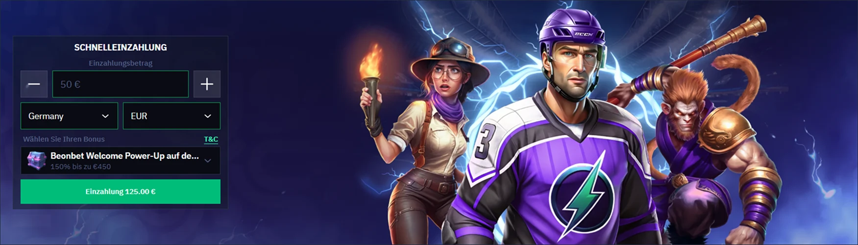 Hauptbanner von Beonbet Casino auf Deutsch