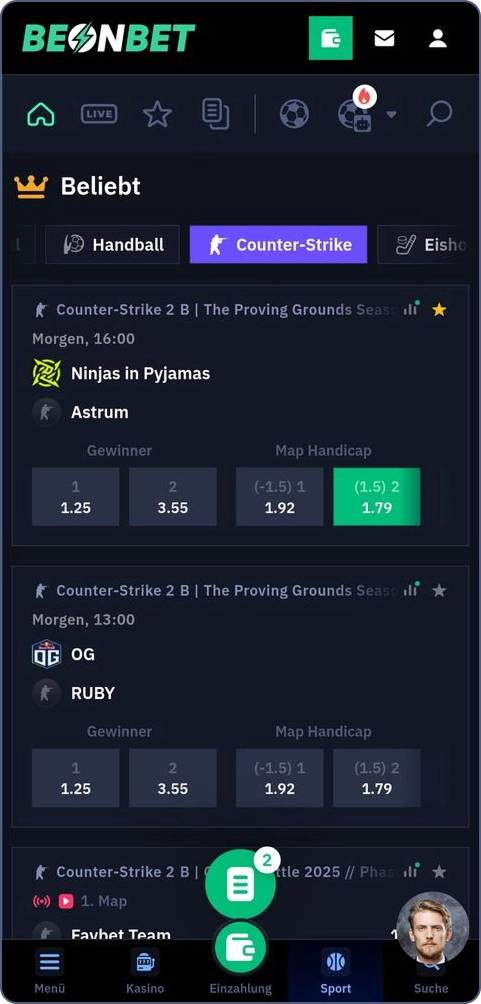 E-Sports Wetten bei Beonbet Casino