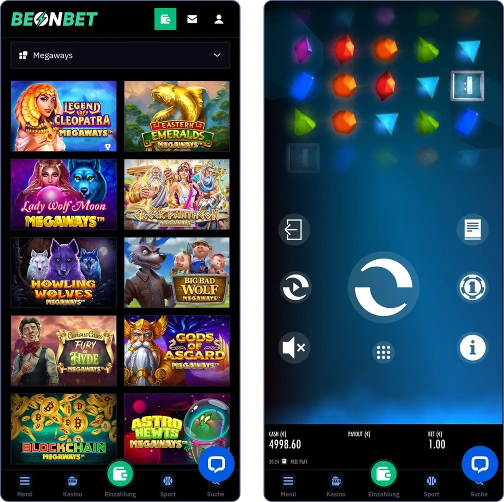 Megaways und Demospiele im BeonBet Casino