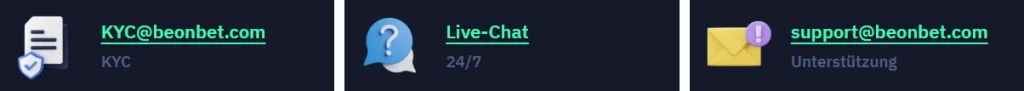Kontaktseite vom BeonBet Casino
