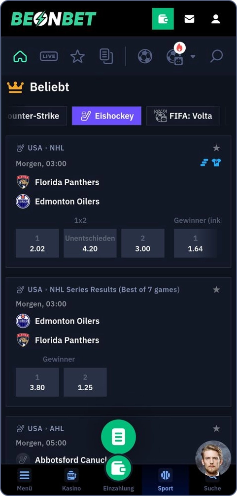 Eishockey Wetten bei Beonbet