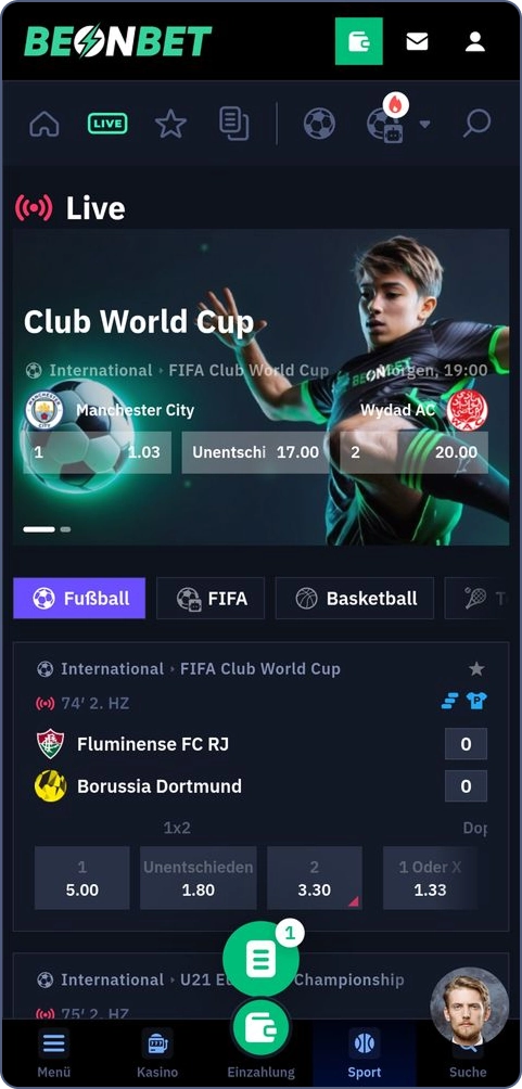 Live-Sportwetten im Beonbet Casino